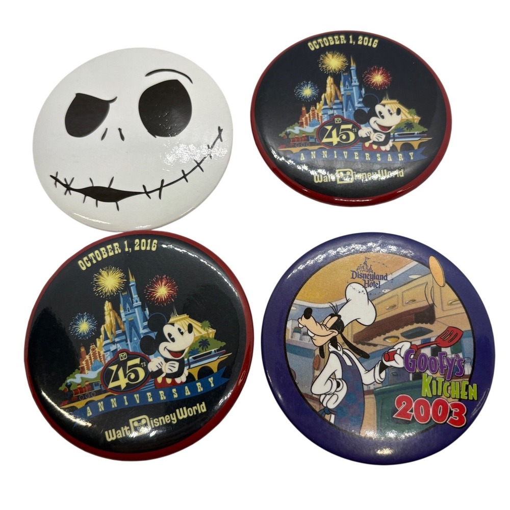 Disney Pin Button Lot WDW 45th Anniversary Goofy Kitchen 2003 Jack Skellington